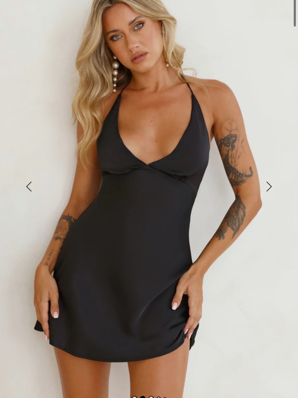 Hello Molly Black Satin Halter Mini Dress